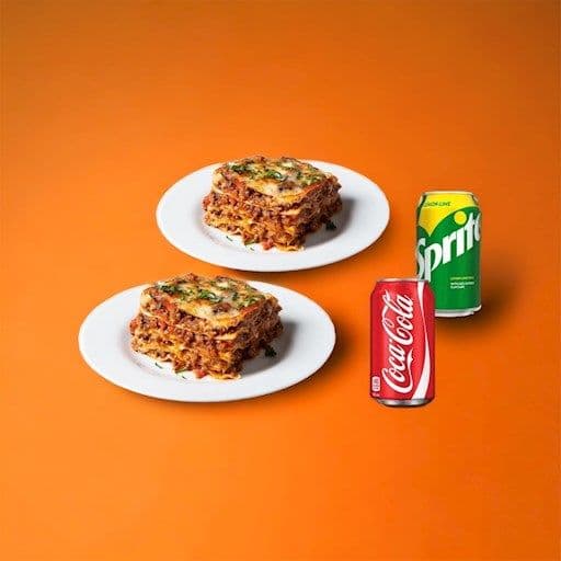 Promotion 3: Inclus 2 grandes lasagnes et 2 boissons au choix