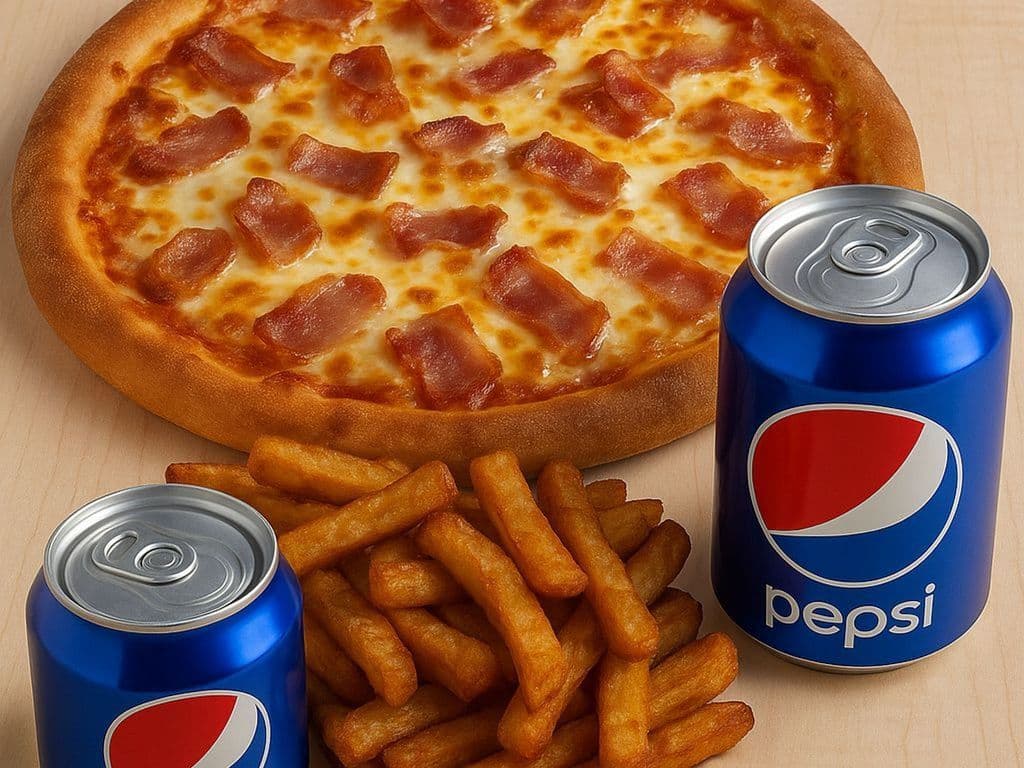 PIZZA 12" + FRITES + 2 LIQUEURES