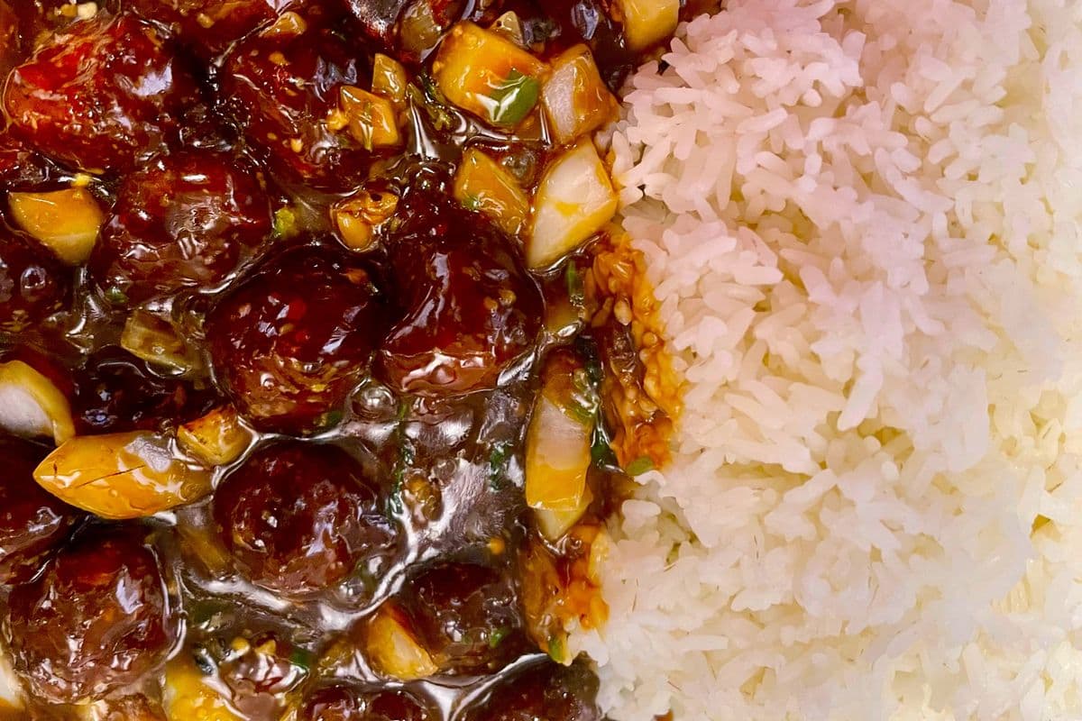 Vegetable Manchurian Pakora with Rice