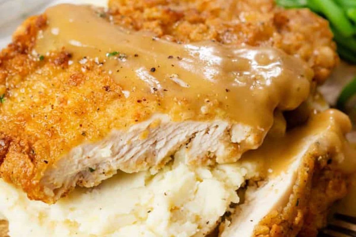 Country Fried Chicken Breast Topped with Gravy