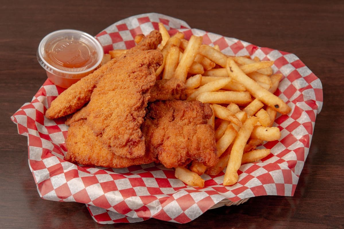 Chicken Fingers and Fries with Plum Sauce