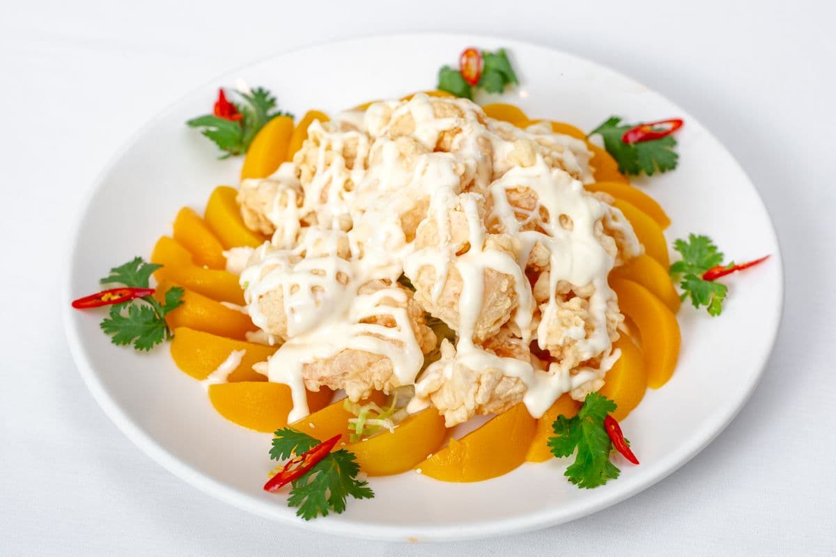 A29. Shrimp with Mayo and Peaches