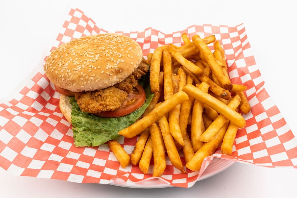 Chicken Burger and Fries