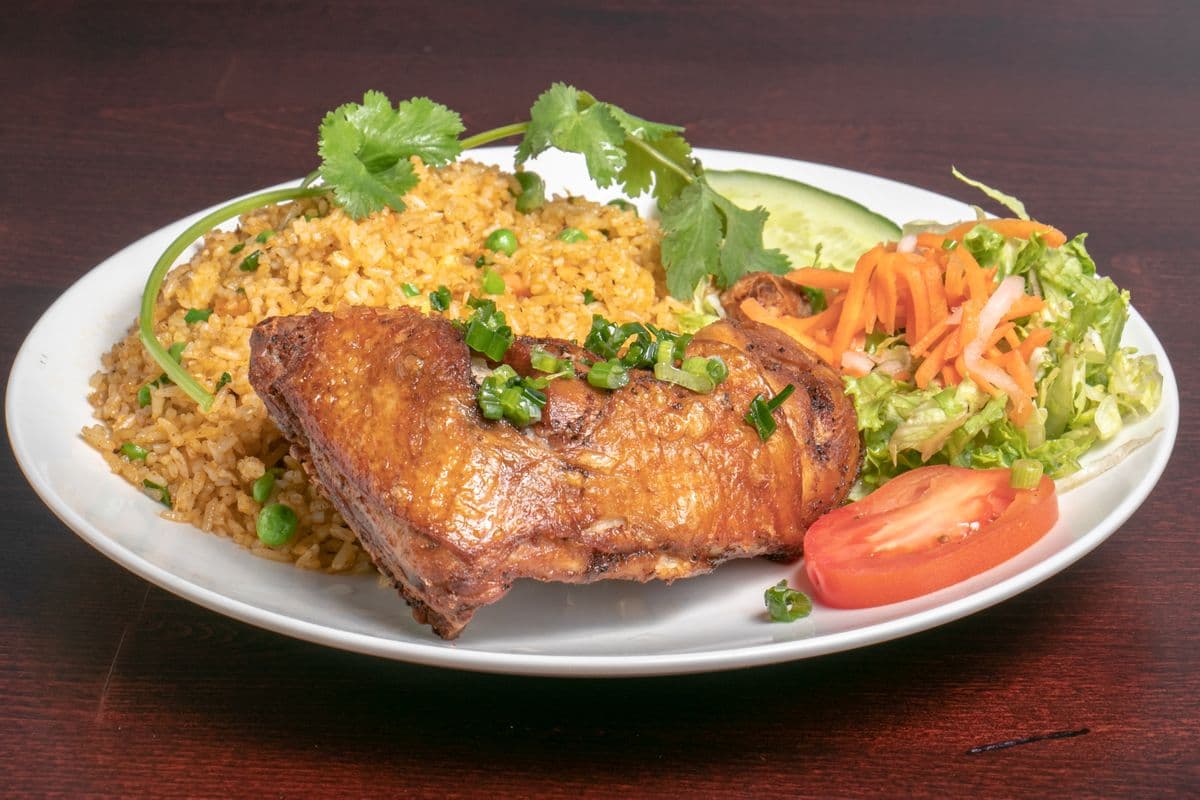 Crispy Chicken Leg with Fried Rice - Dui Ga Chien Gion Voi Com Chien