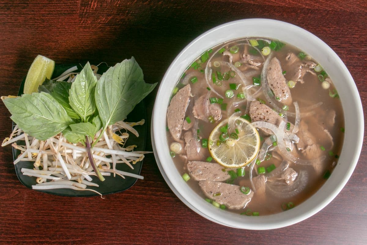 Rare Beef and Beef Ball Noodle Soup - Pho Tai, Bo Vien
