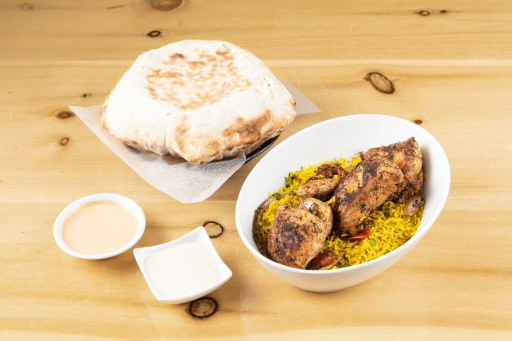 BBQ Chicken Breast Shish Tawook Souvlaki and Basmati Rice
