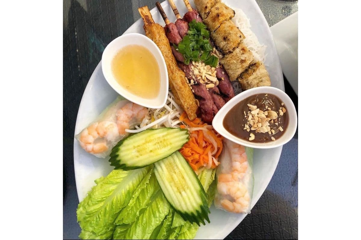 9. Combo 9 - Shrimp Salad Roll, Minced Shrimp Wrapped in Sugar Cane, Spring Roll, and BBQ Minced Pork - Goi Cuon, Chao Tom, Cha Gio, Nem Nuong