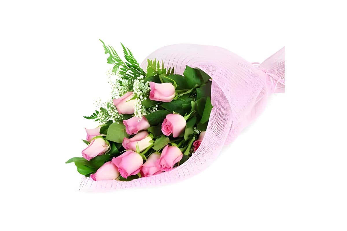 Perfect Wrapped Long-Stemmed Pink Roses