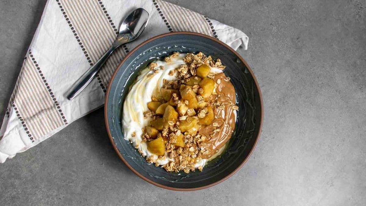 Poached apple Yogurt Bowl