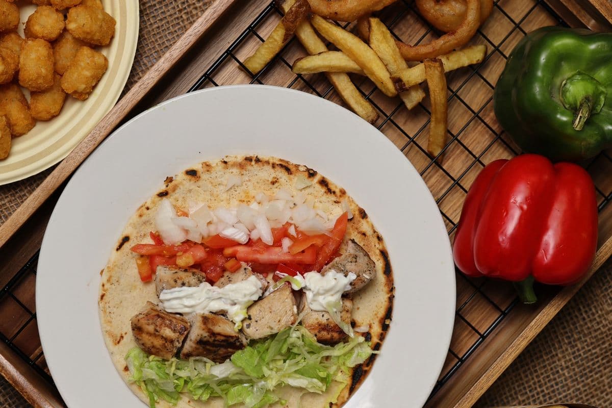 Pork Souvlaki on a Pita or Bun Combo