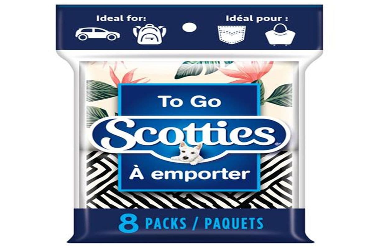 Scotties To Go Three Ply Facial Tissues (8 Pack)