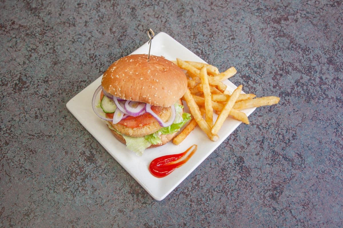 Veggie Aloo Tikki Burger with Fries