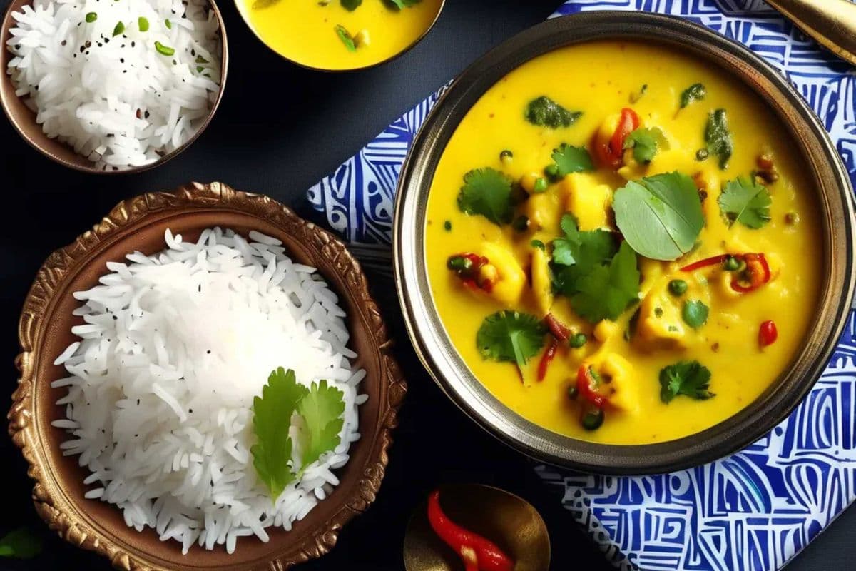 Kadhi Pakora and Rice Combo