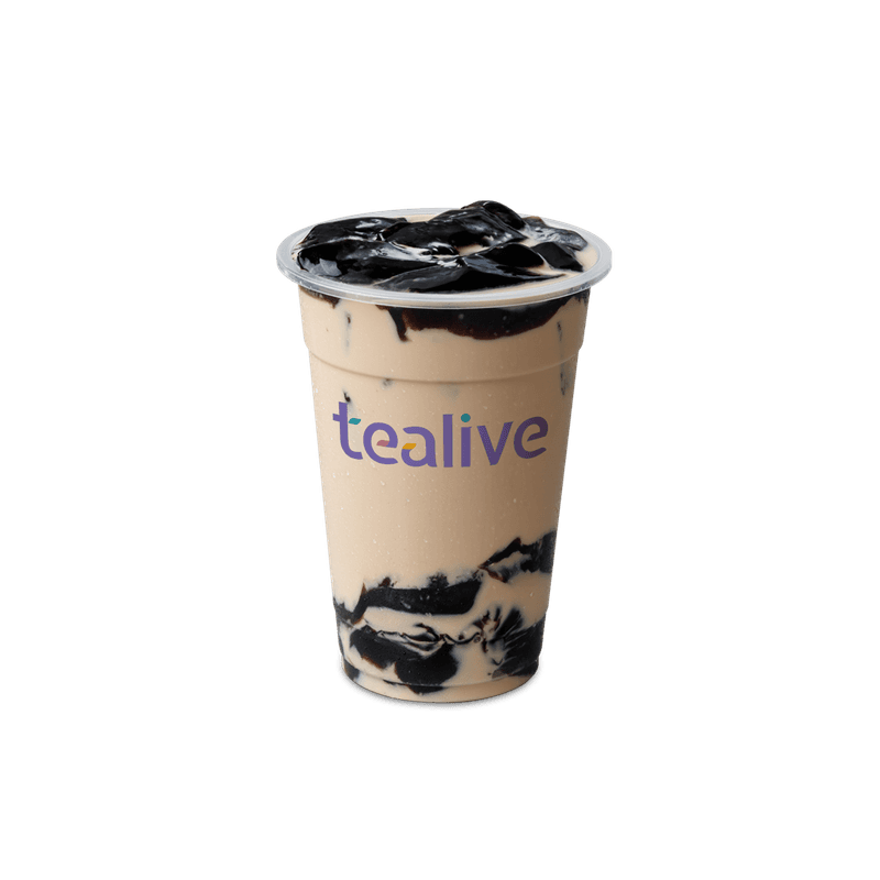 HOT Grass Jelly Roasted Oolong Milk Tea