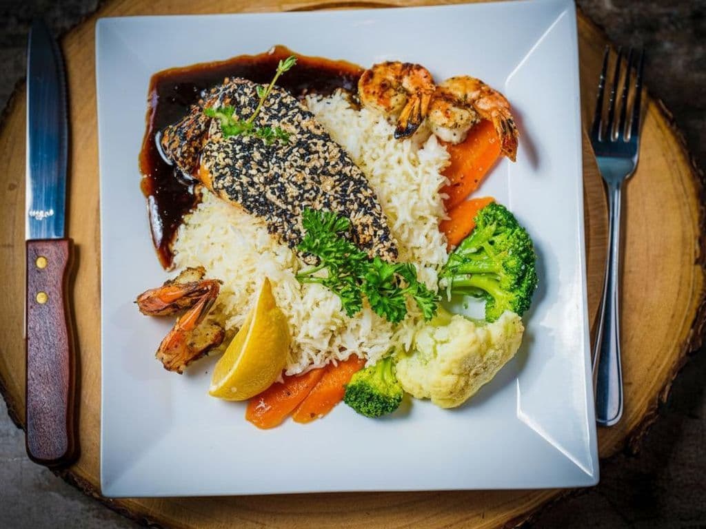 Sesame Salmon & Shrimp