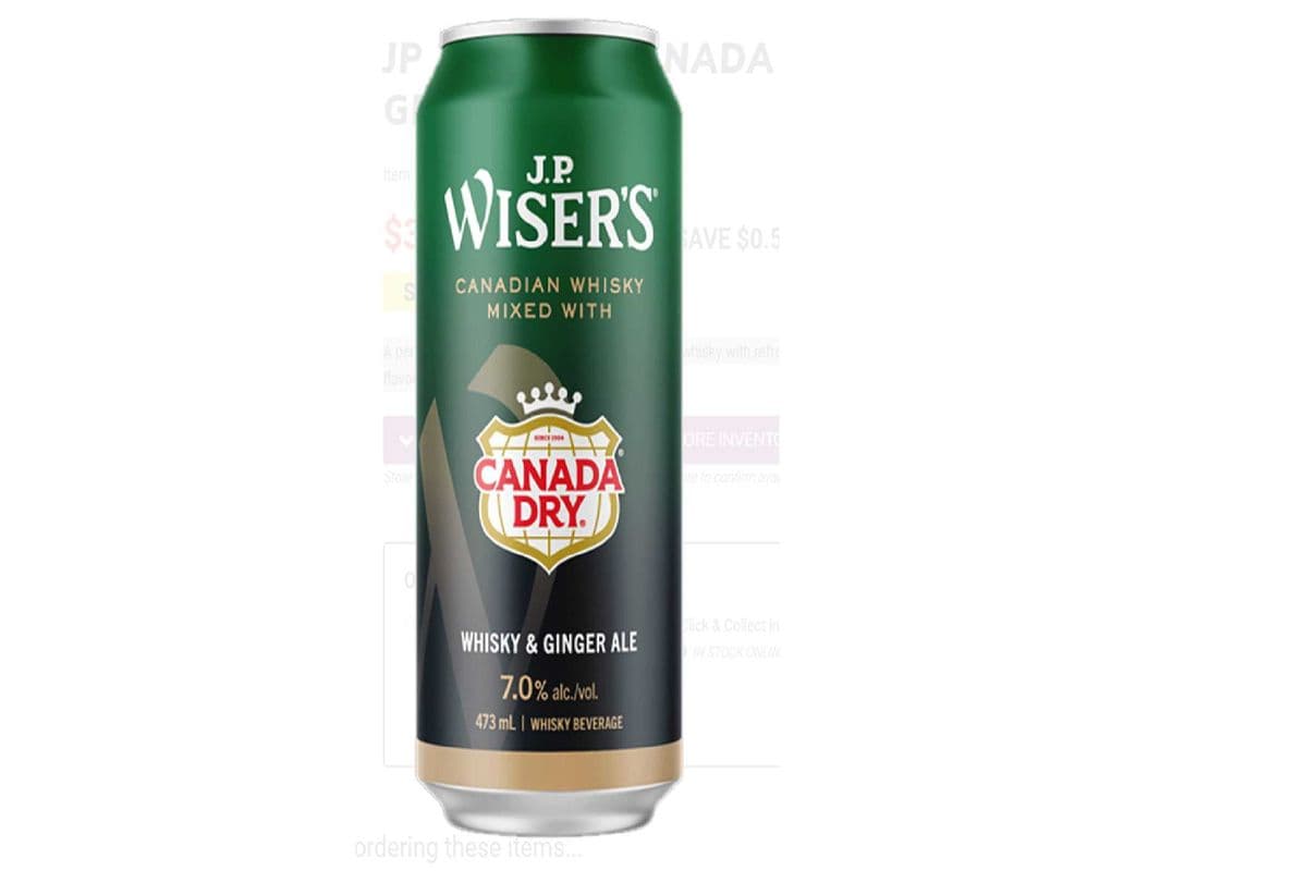 JP Wiser's Canada Dry Whisky & Ginger Ale (1 x 473 ml can)