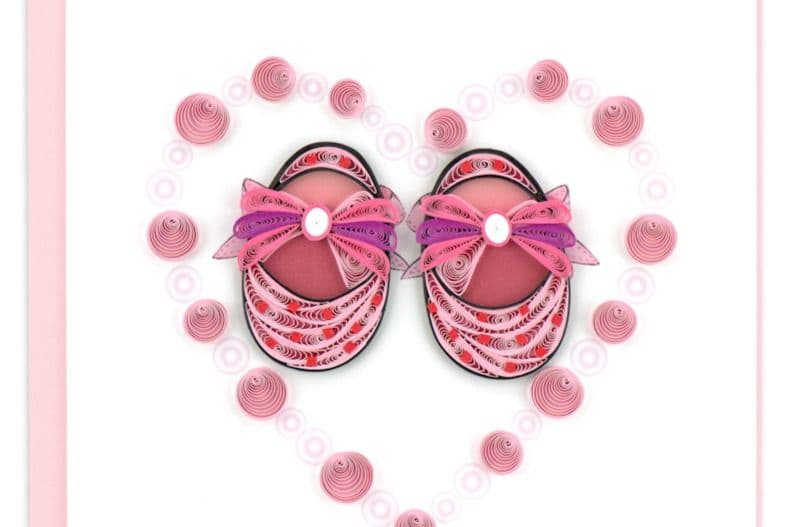 Pink Baby Booties Card CG813