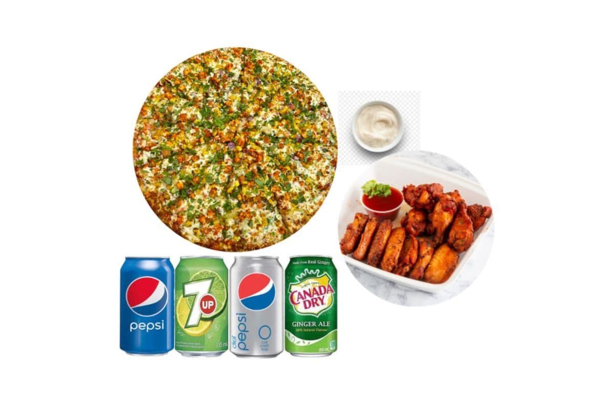 Large Three-Topping Single Pizza Combo with 12 Wings