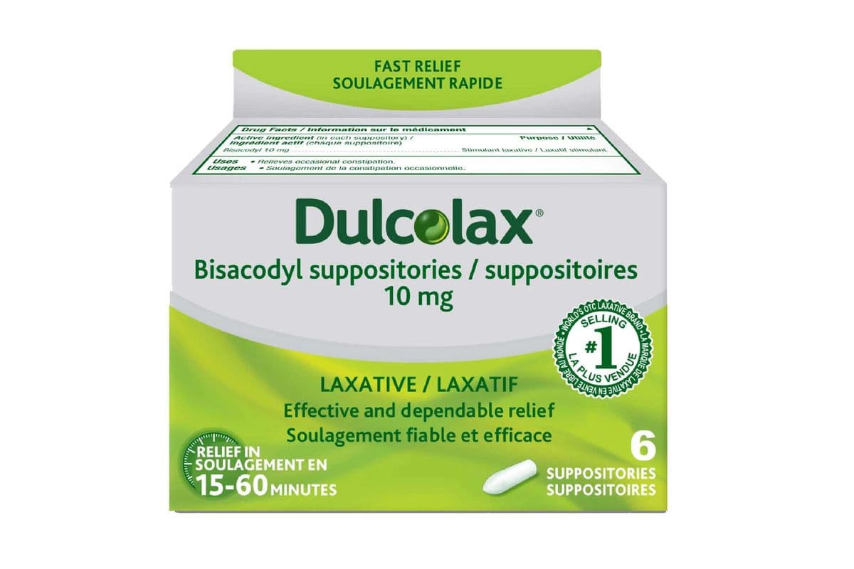 DULCOLAX SUPPOSITORY 10MG 6 PACK (6 SUPPOSITORIES)