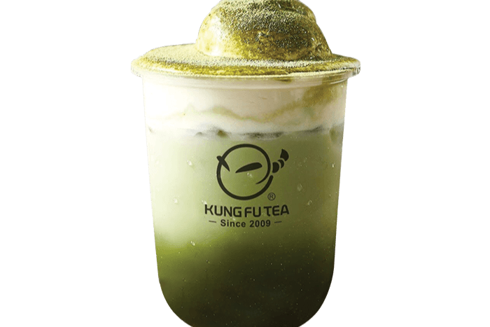 A4. Latté matcha, mousse au from. & crème glacée / Cheese Milk Matcha Latte w/ Ice Cream