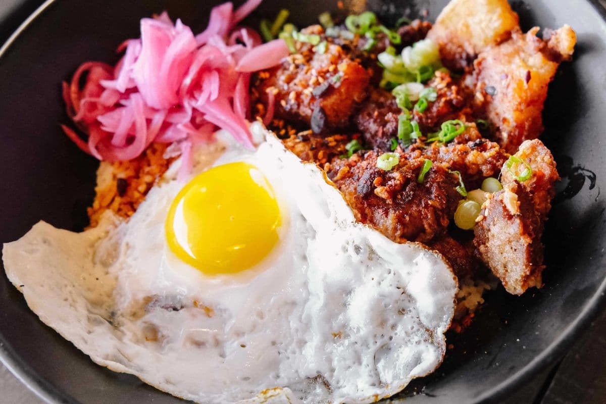Red Chili Oil Crispy Pork Rice Bowl