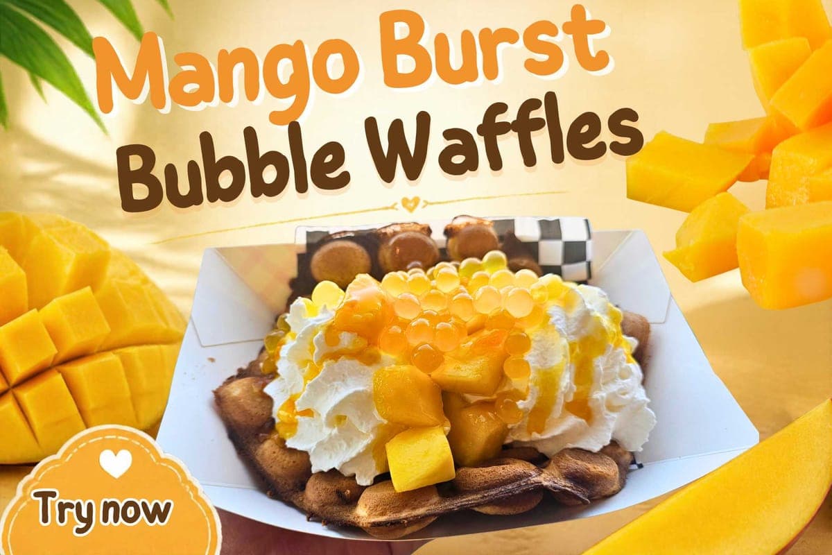 Mango Burst Bubble Waffles