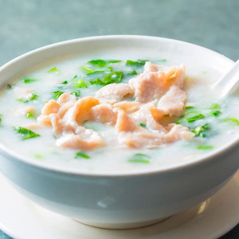 Congee with Sliced Pork and Minced Green 菜蓉肉片粥