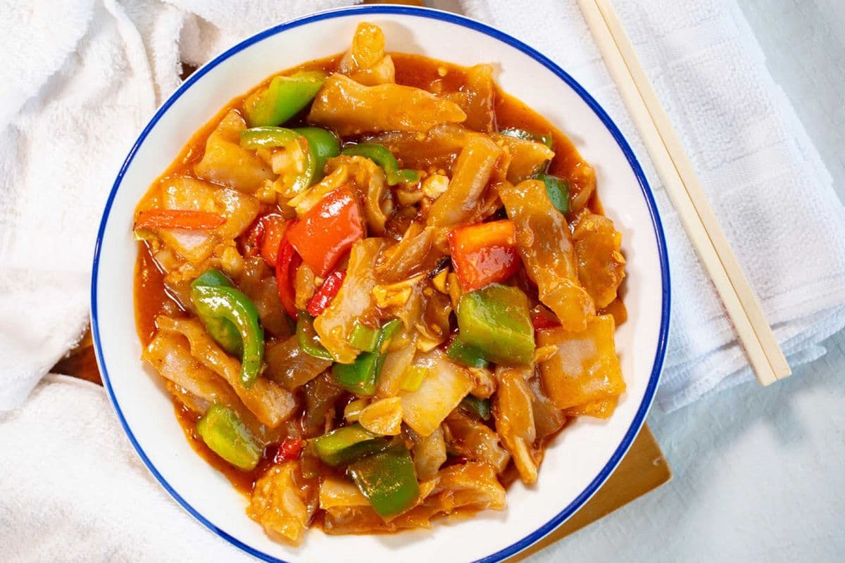 Braised Beef Tendon with Pickled Pepper 黄焖牛筋