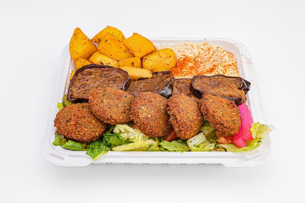 Vegan Eggplant and Falafel Plate