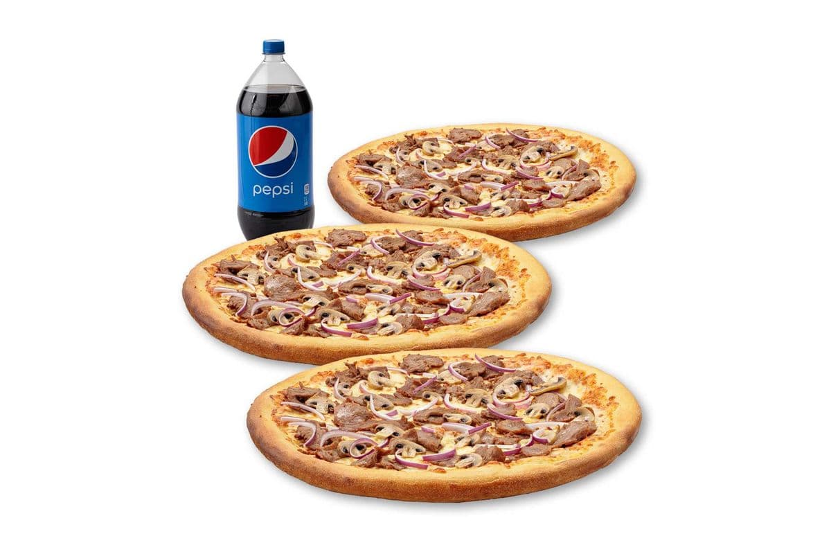 Spécial 3 Pizzas X-Larges - Steak Philly / X-Large 3 Pizza Special - Philly Steak