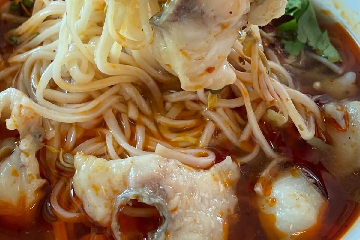SF - Spicy Fish Fillet Rice Noodle Soup 麻辣魚片湯河粉$