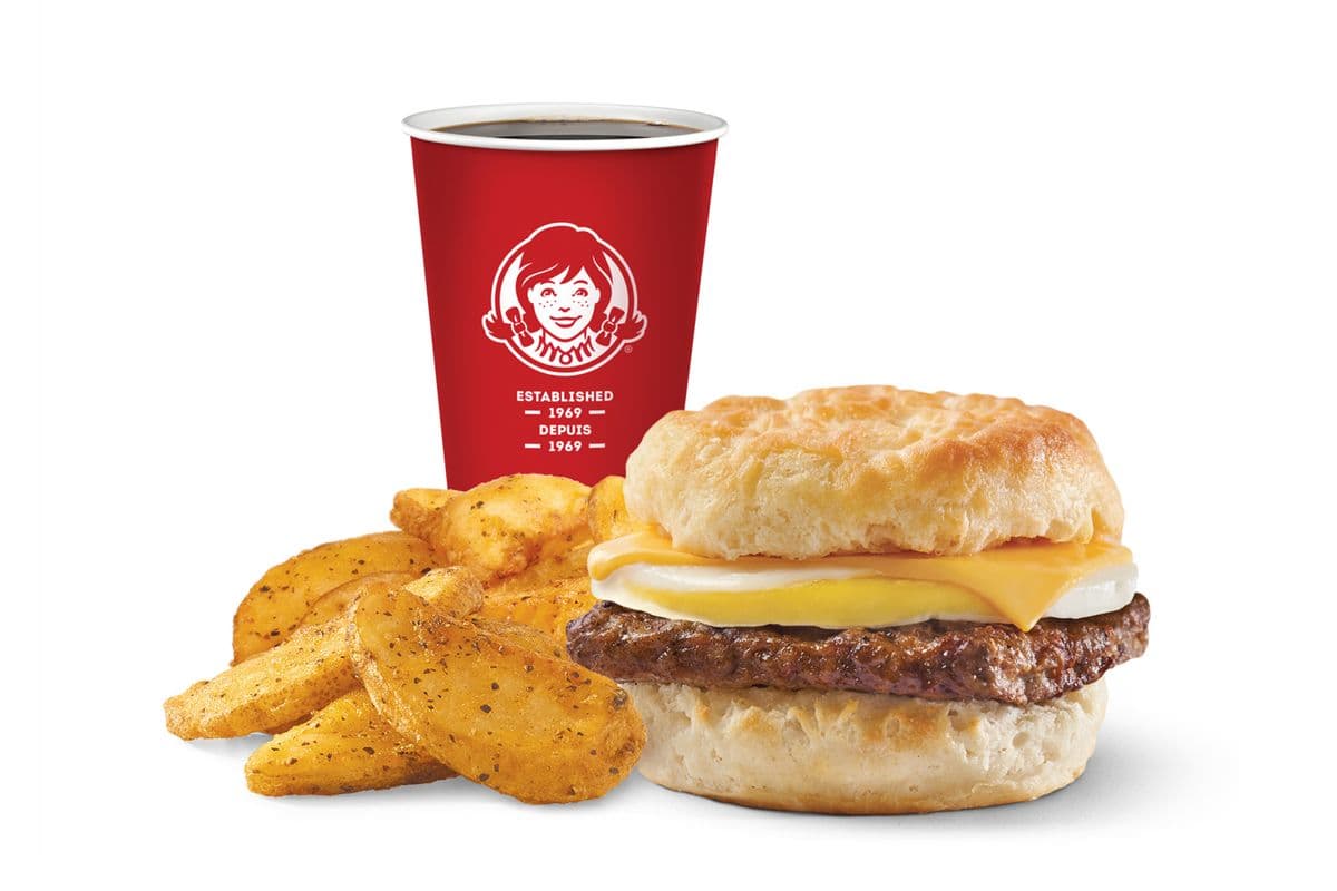 Combo scone avec saucisse, œuf et fromage / Sausage, Egg, and Cheese Biscuit Combo (Cals: 820)
