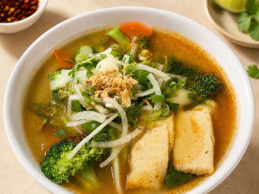 T06. Mixed Vegetable & Tofu Tom Yum Rice Noodle Soup