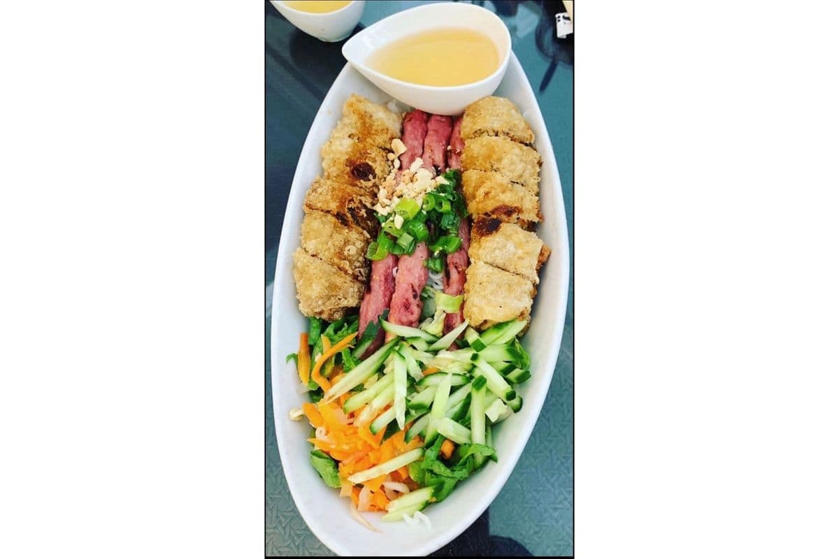 52. BBQ Minced Pork and Spring Roll over Vermicelli - Bun Nem Nuong Cha Gio