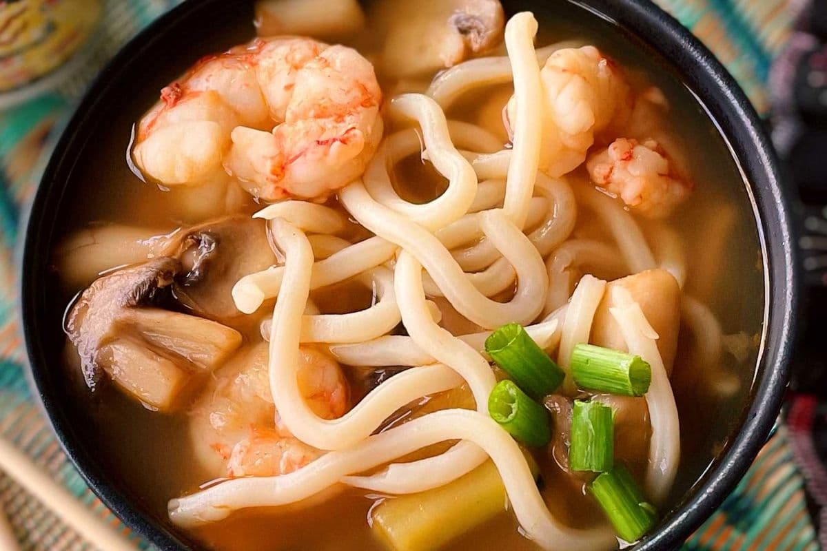 Udon Noodle Soup with shrimp