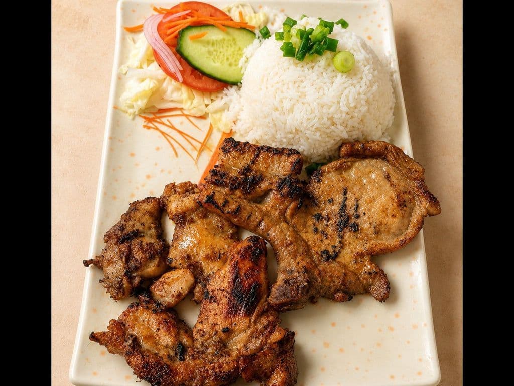 506. Grilled Chicken and Pork Chop on Rice