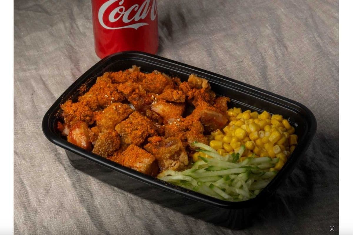 🏆Sweet&Chilli Powder BBQ and Crispy Chicken on Rice 特调蜜汁辣粉双拼饭🌶️ 🥜