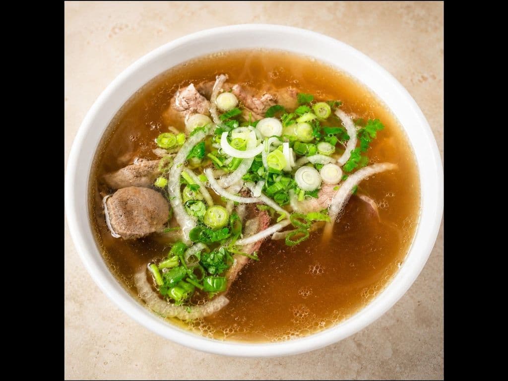 219. Well Done Brisket and Beef Ball Rice Noodle Soup