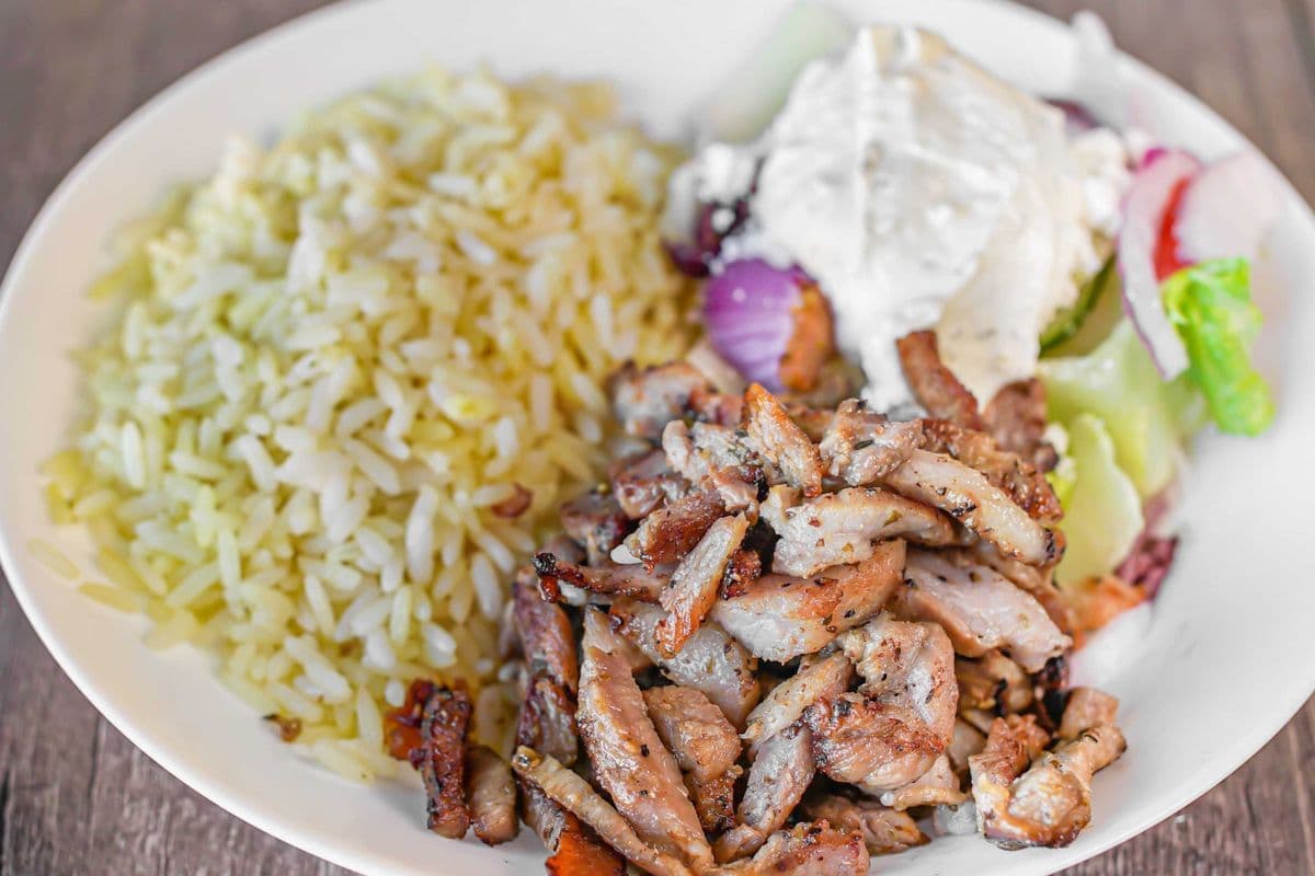 Pork Yeero Rice Bowl