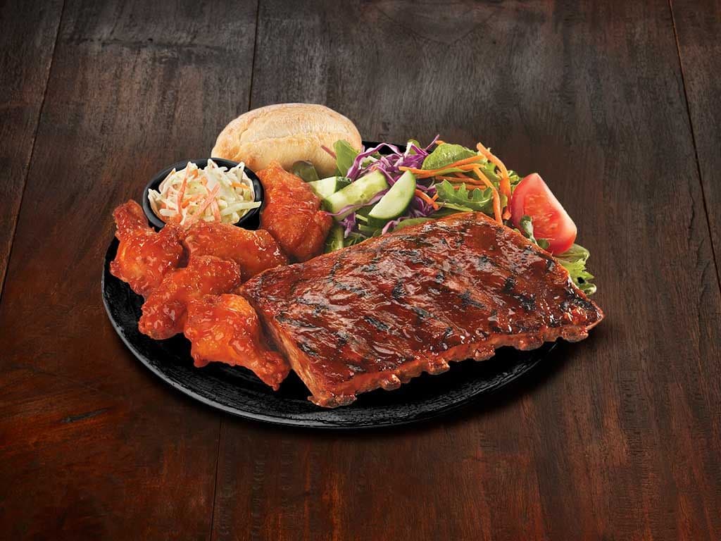1/2 Rack Back Ribs and 5 Wings