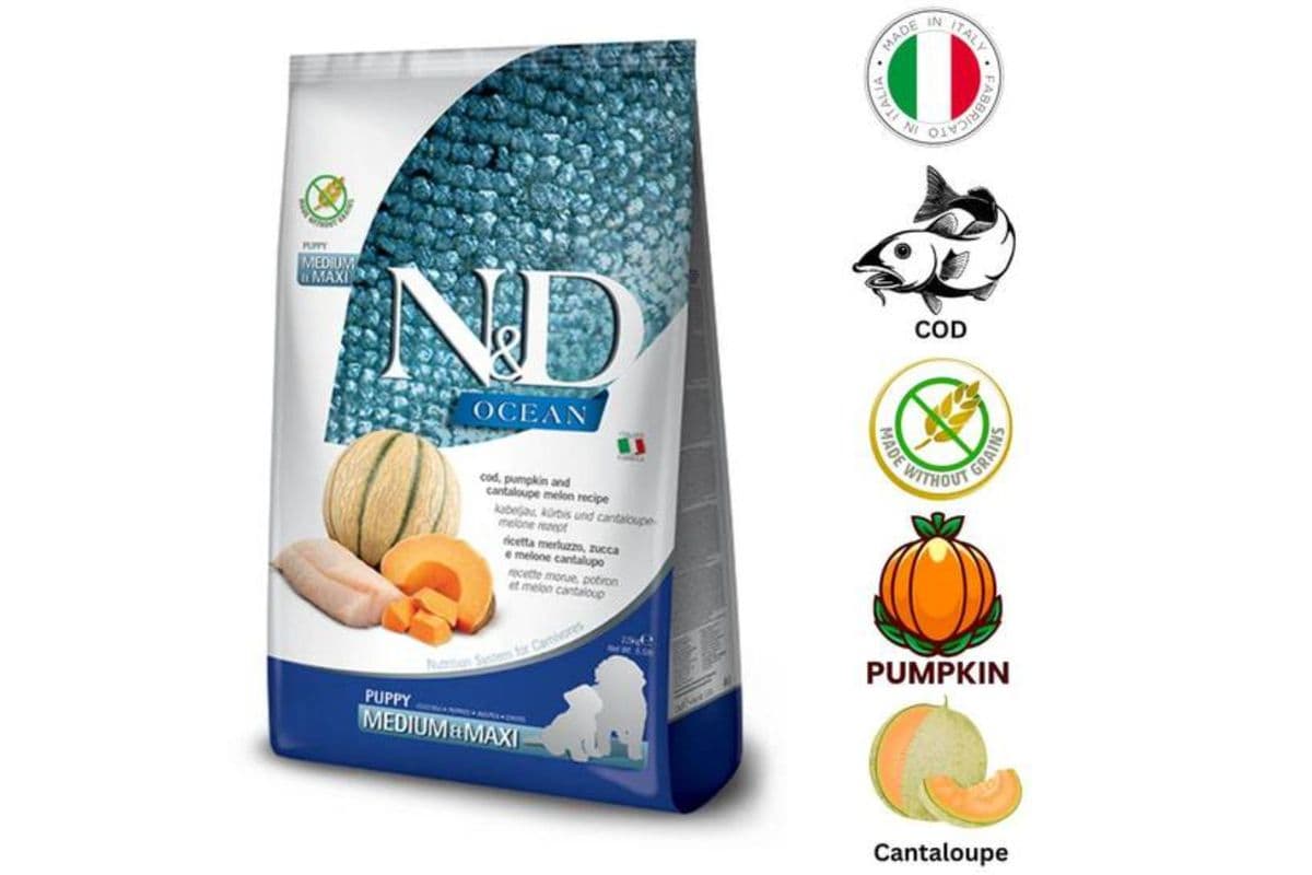 Farmina Ocean Cod & Cantaloupe Medium & Maxi Puppy Dry Food (26.4 lbs)