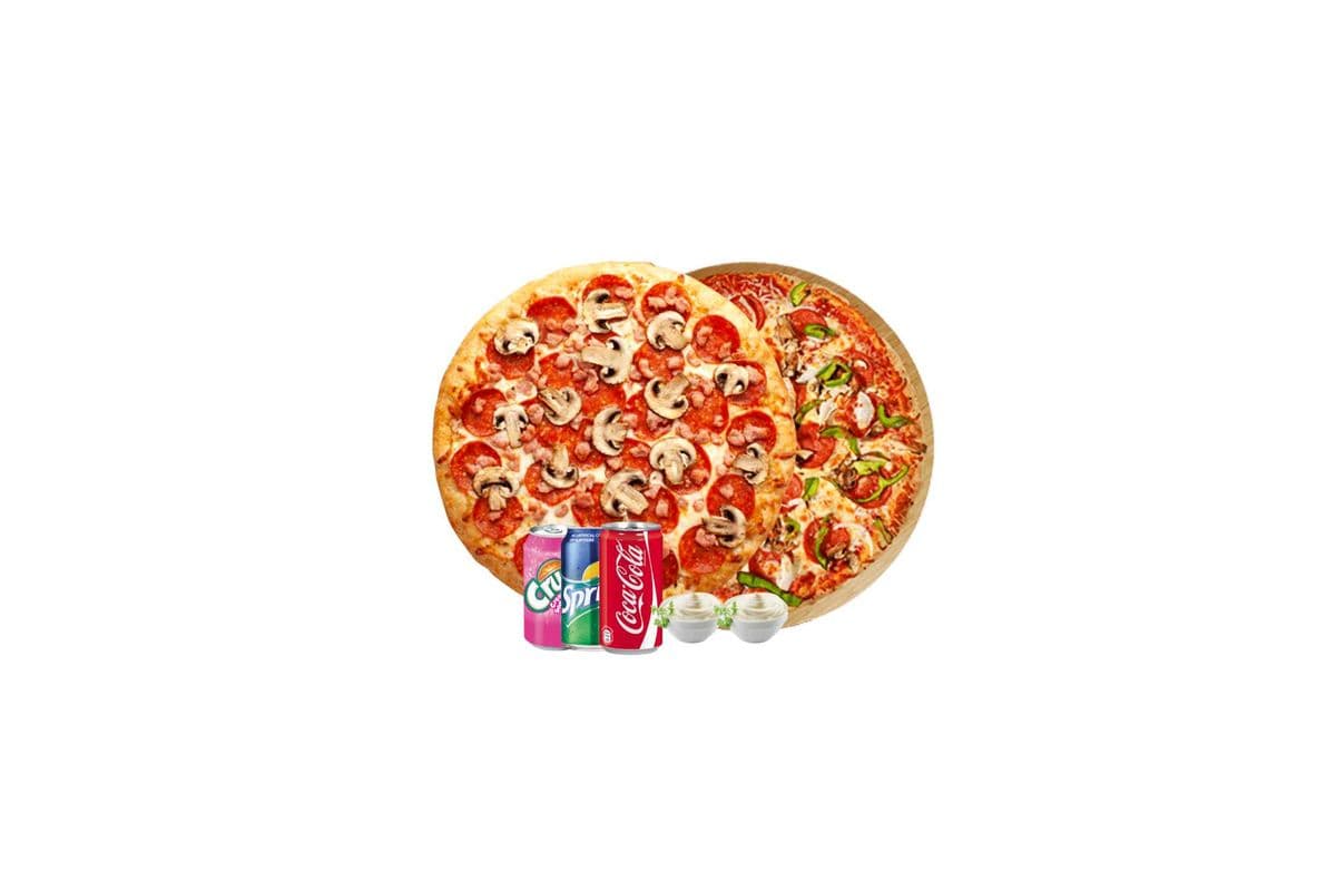 Free Pops Double Pizza Deal (2 Large 3 Toppings each + 3 POPS)
