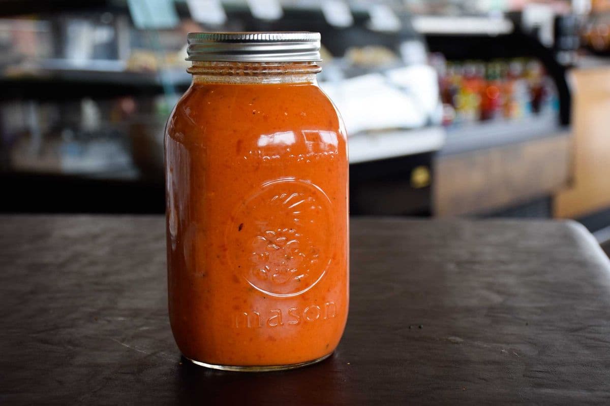 Jar of Roasted Red Peppers and Tomato Soup