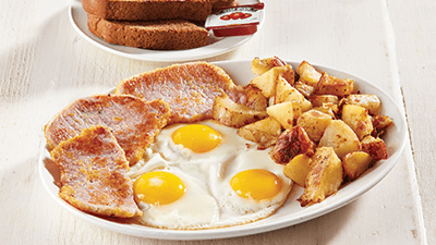 Three Eggs with Peameal Style Bacon (3)