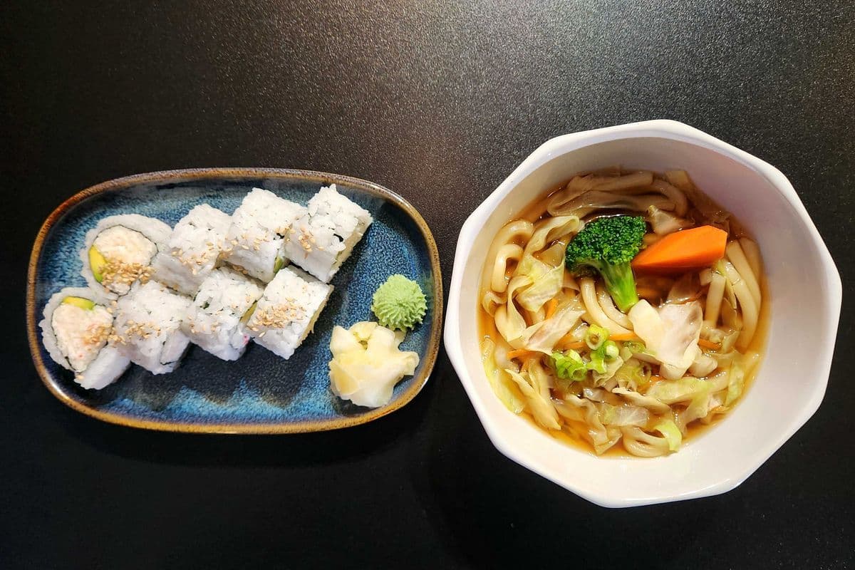 B. Vegetable Udon and California Roll Combo