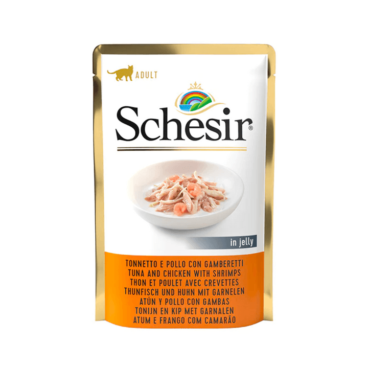 Schesir Wet Cat Food - Tuna & Chicken with Shrimp in Jelly Pouch (100 g)