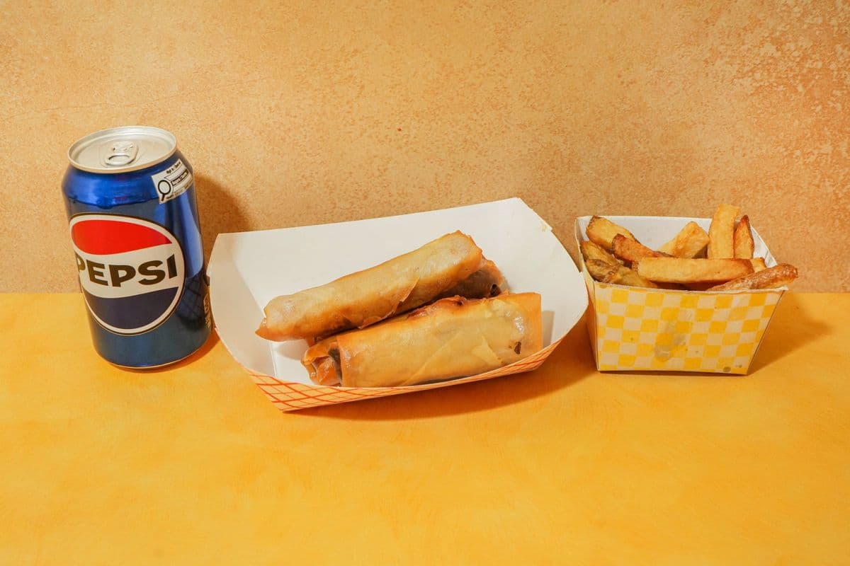Vegetable Spring Roll (4 pcs) with Sm Fries/Wedges & POP (Combo)