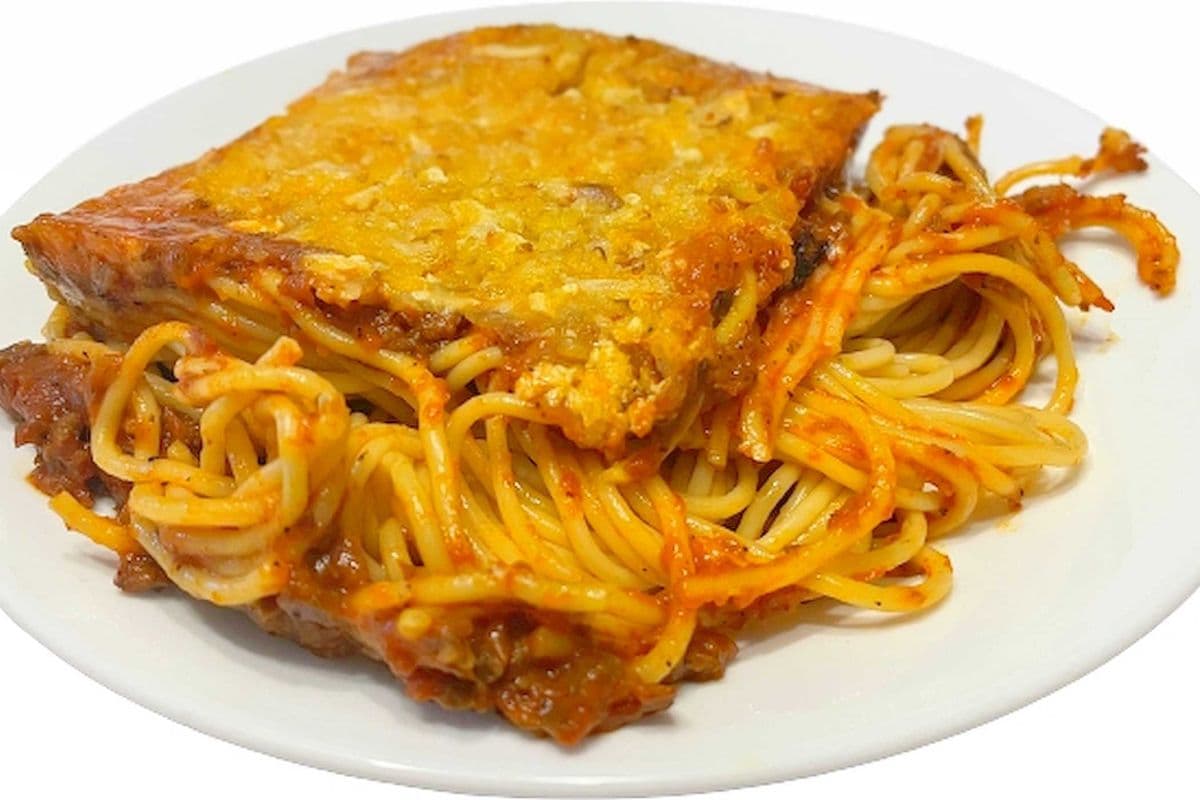 Small Baked Spaghetti with Vegan Meat Sauce