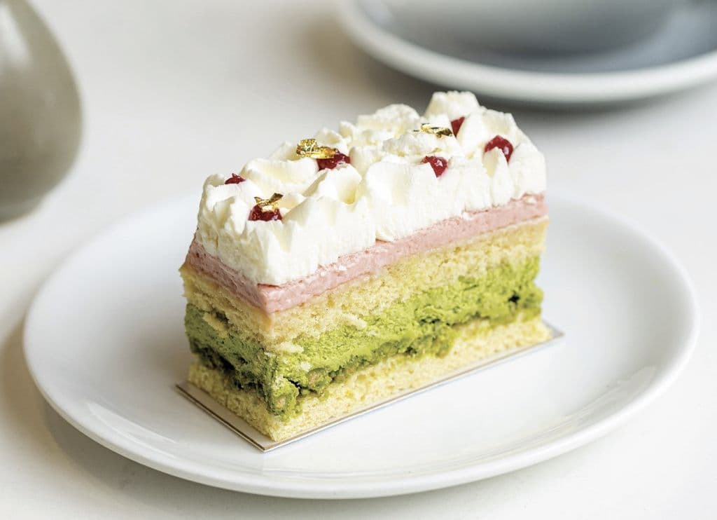 Matcha Berry Cake Slice