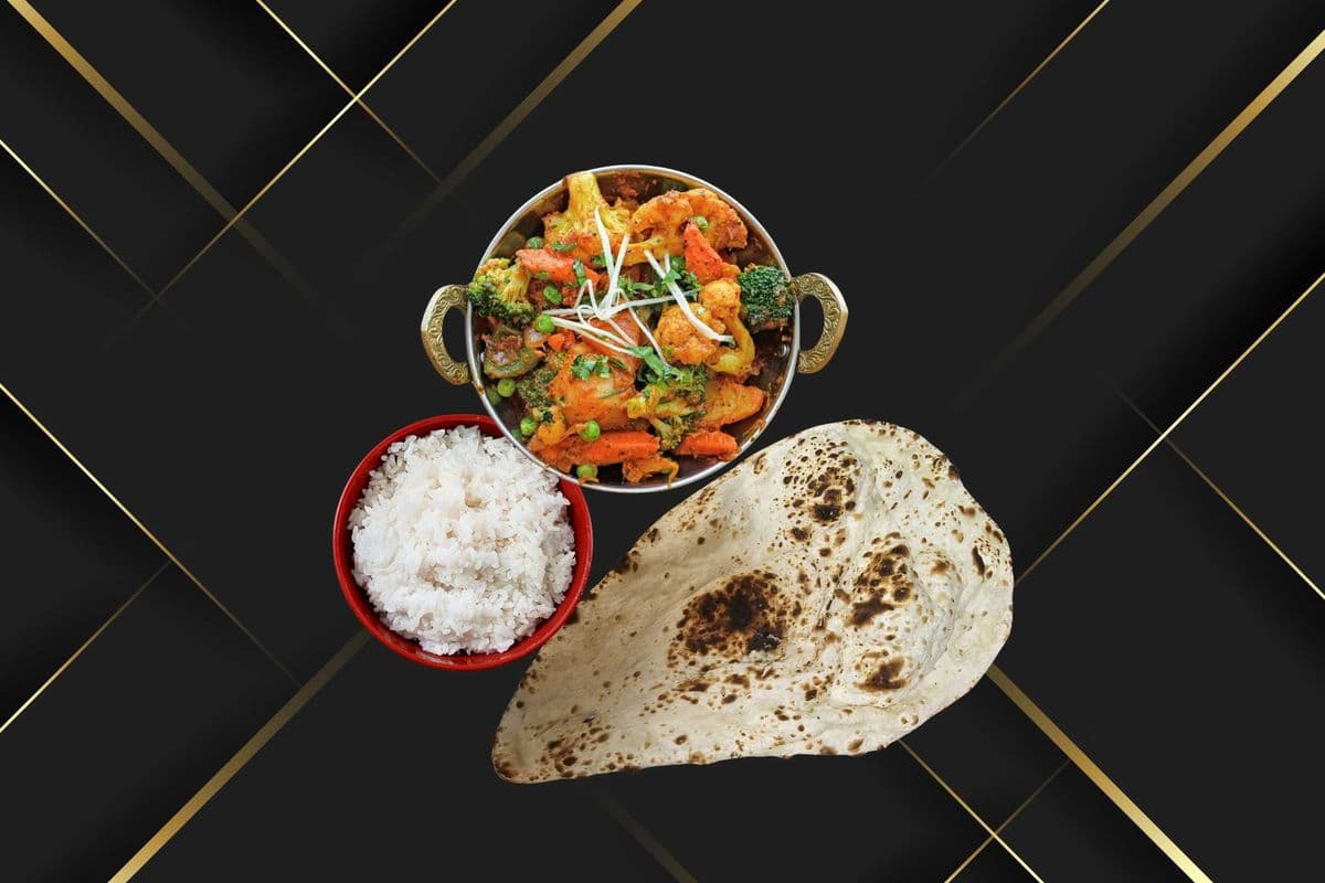 Mix Vegetables with Rice and One Naan